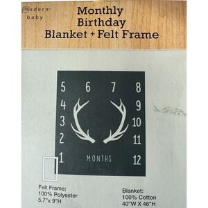 Baby Milestone Monthly Photo Blanket Throw Deer Horns Frame